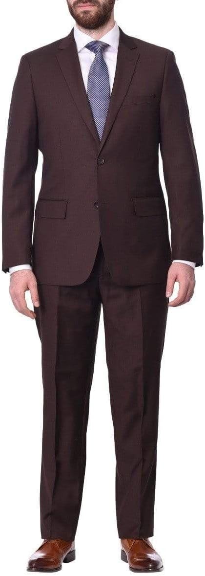 a Classic Fit Two Button 100% Wool Wrinkle Resistant Suit