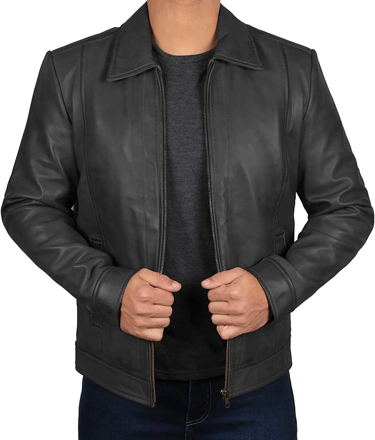Brown Leather Jacket Men - Black Real Lambskin Mens Leather Jacket