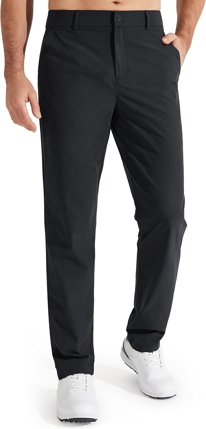 Mens Golf Pants Stretch Work Dress Pants 30"/32"/34" Quick Dry Lightweight Casual Comfy Trousers with Pockets